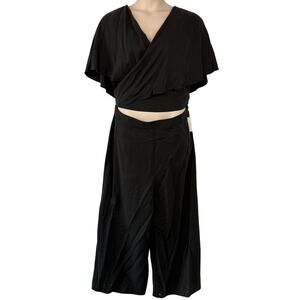 VETTA Capsule Black Interchangeable Wide Leg V Neck Wrap Cape Suit NWT Size 18